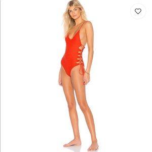 Acacia Florence Crochet One Piece in Neon Lava S